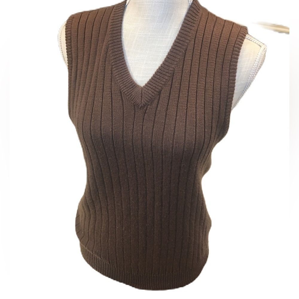 Wrangler Vintage Sweater Vest Women’s Medium Chocolate Brown Preppy Knit